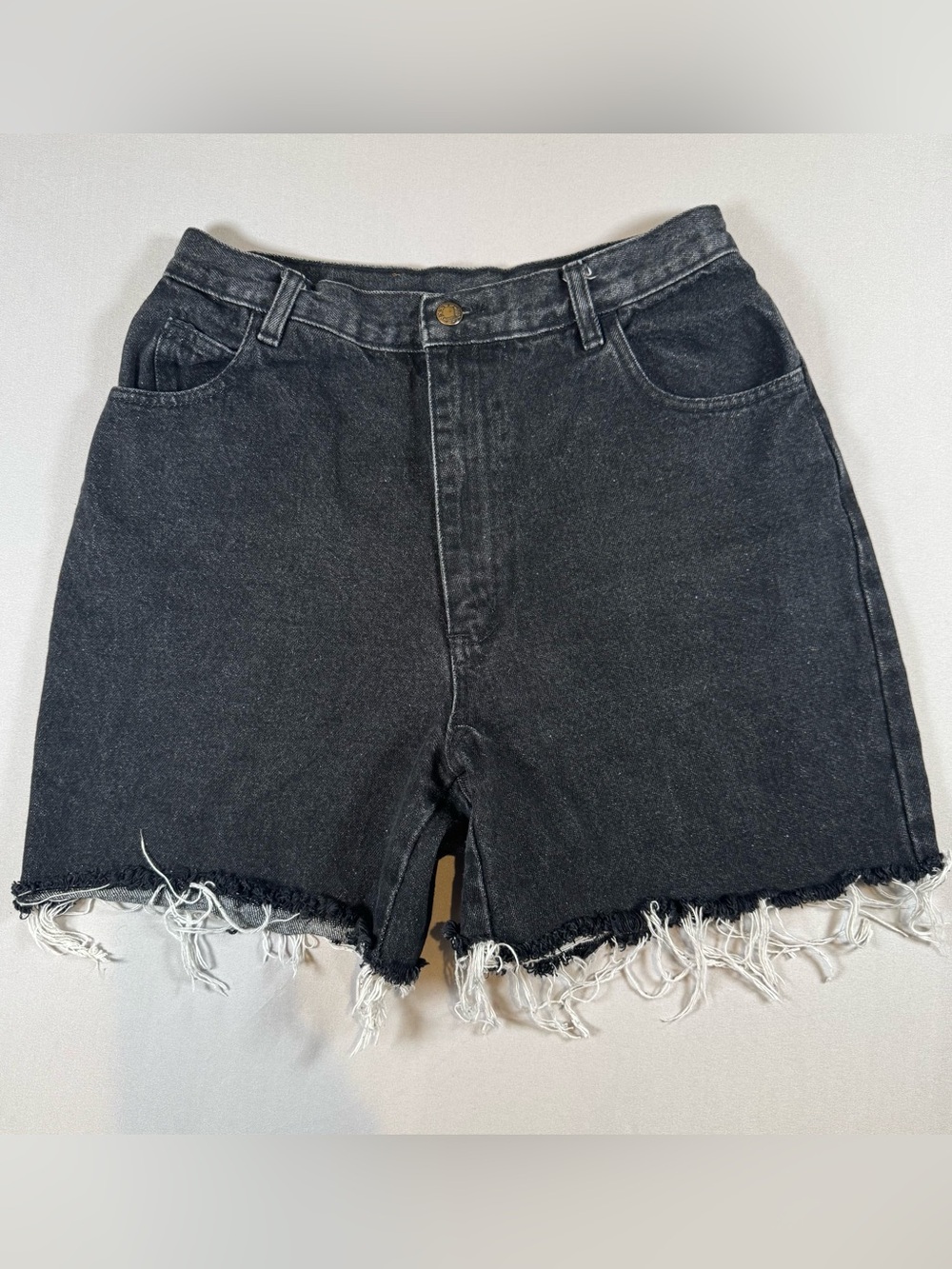 Vintage Black Denim High Rise Cut Off Mom Shorts Turkish Jeanswear - 28” Waist